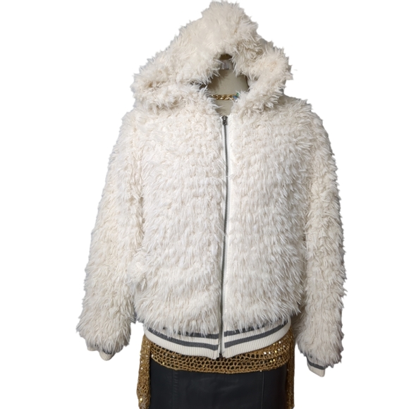 Aeropostale Ivory Faux Bomber Hoodie Jacket Size XS /TP. - Picture 8 of 11